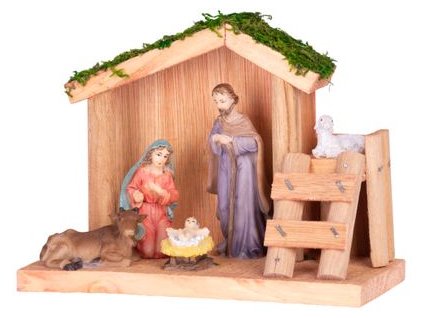 Dekorácia MagicHome Vianoce, Betlehem, drevo, polyresin, 15 cm