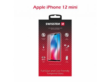 Ochranné tvrdené sklo Swissten 3D Apple iPhone 12 mini - čierny rámik