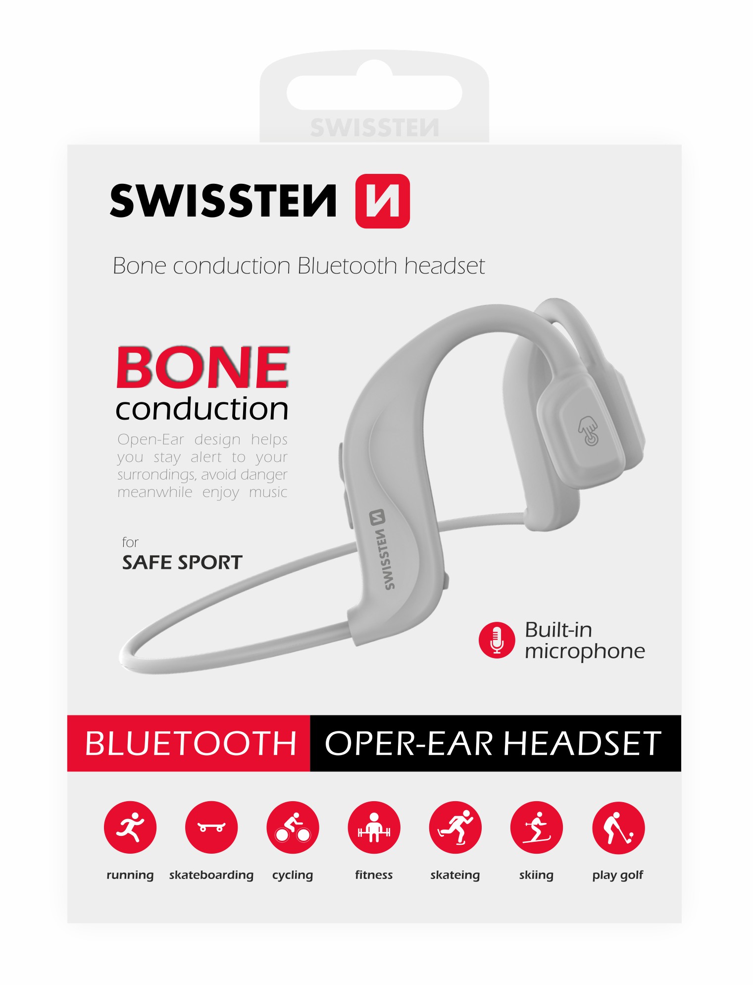 Bezdrátová sluchátka Swissten Bone Conduction bílá