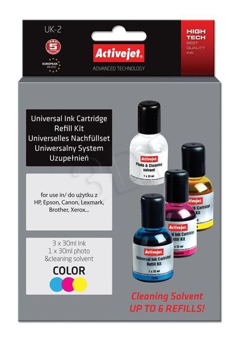 Atrament ActiveJet Universal Color 3x30ml