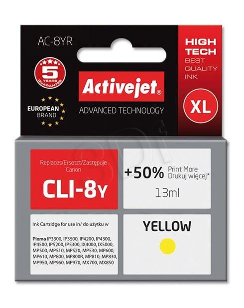 Atrament ActiveJet pre Canon CLI-8 Yellow 15ml + chip