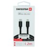 Textilný dátový kábel Swissten USB-C / LIGHTNING MFi 1,2 M - čierna