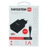 Sieťový adaptér Swissten SMART IC 1x USB 1A POWER + DÁTOVÝ KÁBEL USB / TYPE C 1,2 M - čierny