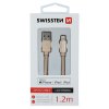 Textilný dátový kábel Swissten USB / LIGHTNING MFi 1,2 M - zlatý