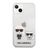 Ochranný obal Karl Lagerfeld Ikonik Karl and Choupette iPhone 13 mini transparentný