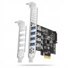 AXAGON PCEU-43RS, PCIe radič, 4x USB 3.2 Gen 1 port, 5 Gbps, napájanie z PCIe alebo SATA, SP & LP