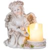 Dekorácia MagicHome, Anjel s knihou a sviečkou, 1xLED, polyresin, na hrob, 17,5x12x17,5 cm