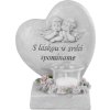 Dekorácia MagicHome, Srdce s anjelikmi, polyresin, na hrob, 15,5x12x17,5 cm
