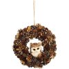 Veniec MagicHome Vianoce, prírodný, závesný, hnedý, so sovou, 30x8 cm