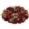 Veniec MagicHome Vianoce, prírodný, červený, adventný, 37x9 cm