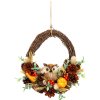 Veniec MagicHome Nature, jesenný, oranžový, so sovou, 35x34x10 cm