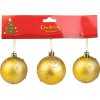 Gule MagicHome Vianoce, 3 ks, zlaté s glitrami, 6 cm