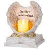 Dekorácia MagicHome, Anjelské krídla na knihe so sviečkou, 1xLED, polyresin, na hrob, 18x13,5x20 cm