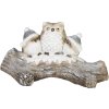 Dekorácia MagicHome Vianoce, sovy na zasneženom kmeni, LED, 20.5x49.5x27.5 cm