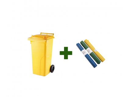 Akciový balíček popolnica odpadová nádoba 120L + vrecia na odpad - žltá