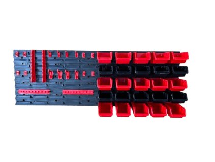 Stena na náradie s držiakmi a úložné boxy 15,5x10x7 cm 25 ks 115,2x39 cm