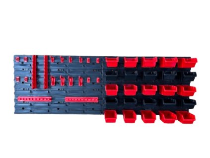 Stena na náradie s držiakmi a úložné boxy 11,5x8x6 cm 25 ks 115,2x39 cm