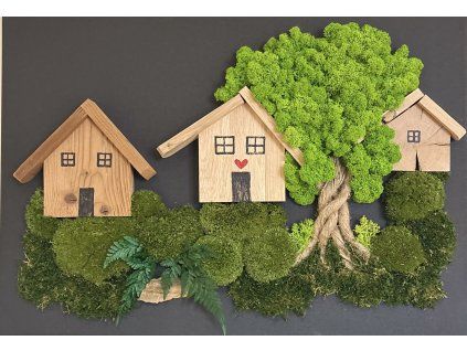 Machový obraz Dedina