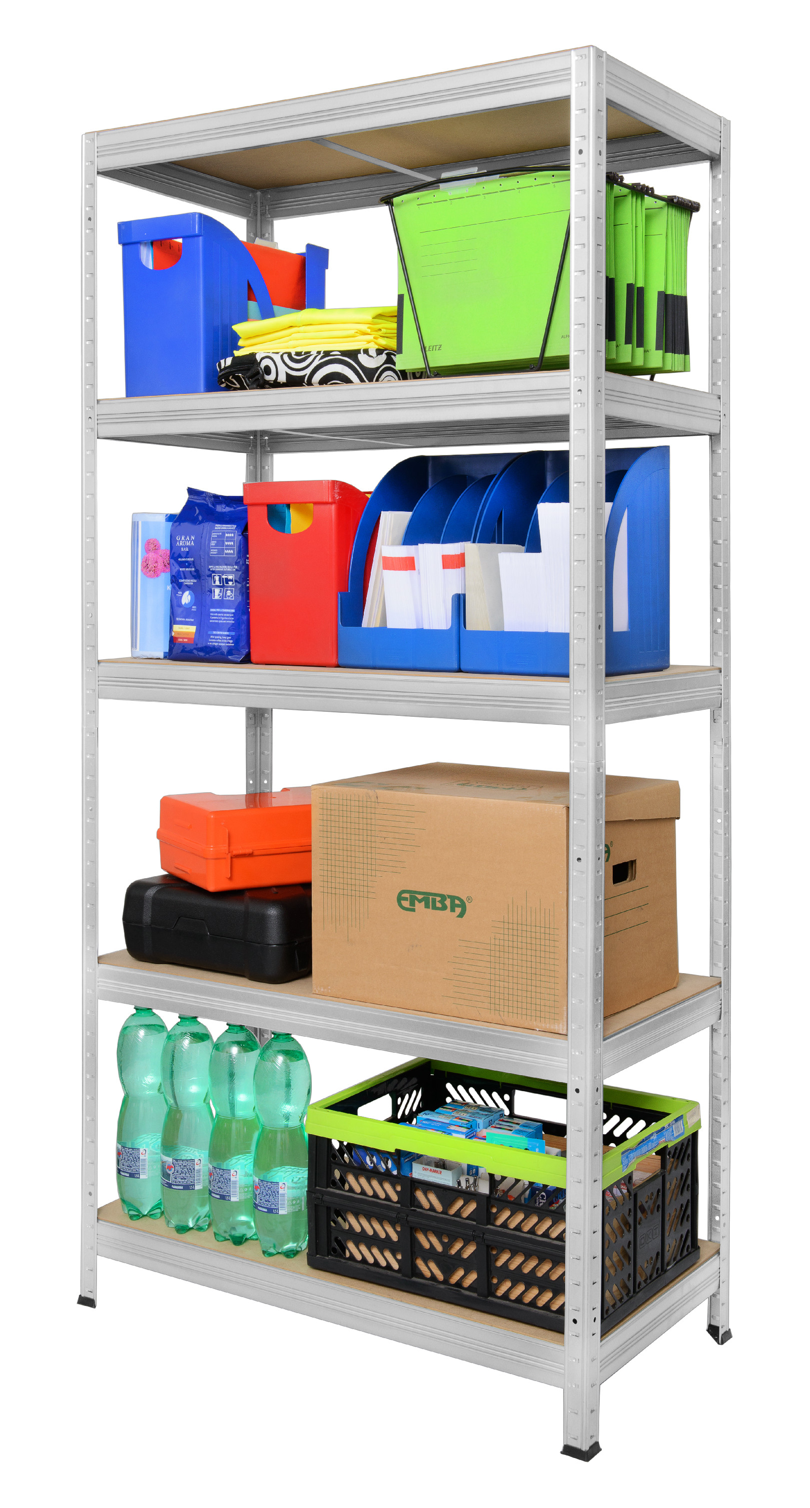 E-shop Kovový regál FUTUR 180x75x35 5 políc Nosnosť 1250 KG - pozinkovaný