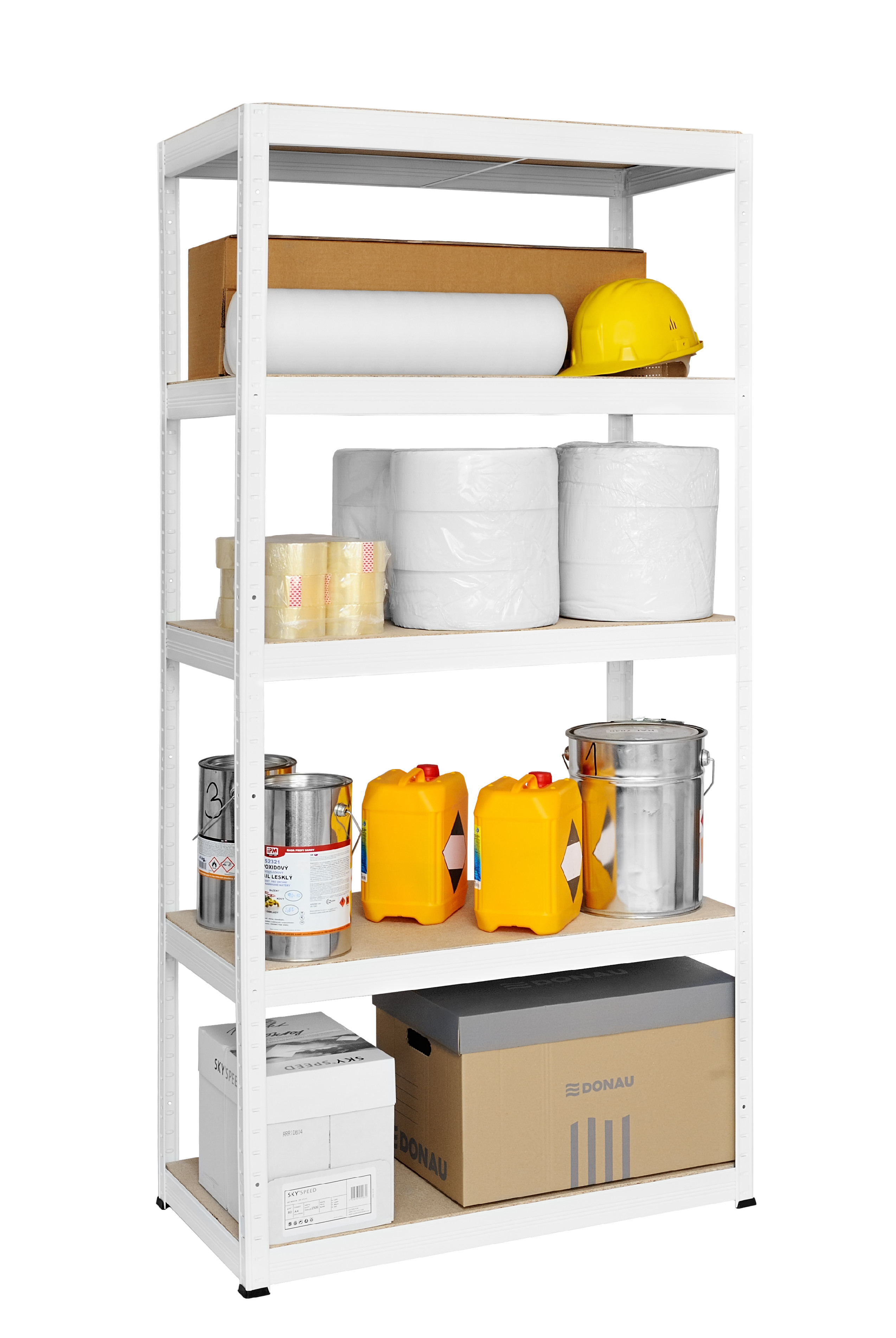 E-shop Kovový regál FUTUR 180x90x45 5 políc Nosnosť 1250 KG - Lakovaný Biely
