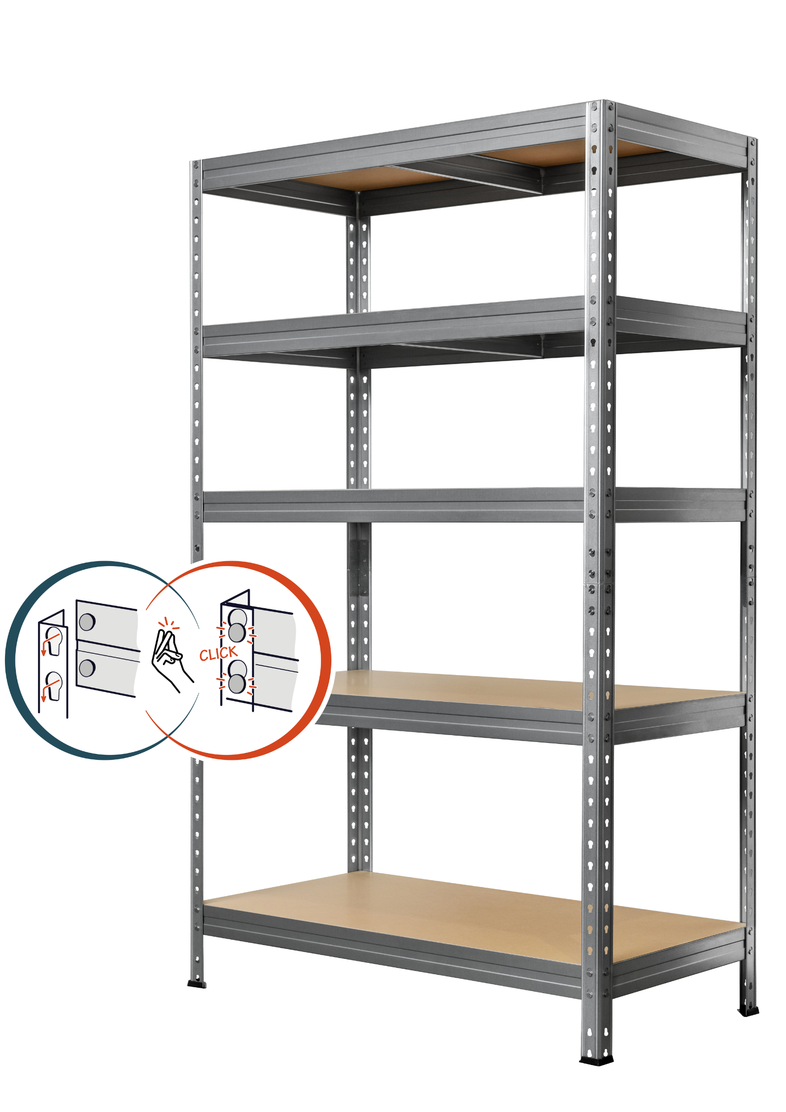 E-shop Kovový regál PRAKTIK 180x90x45 nosnosť police 250 kg - pozinkovaný