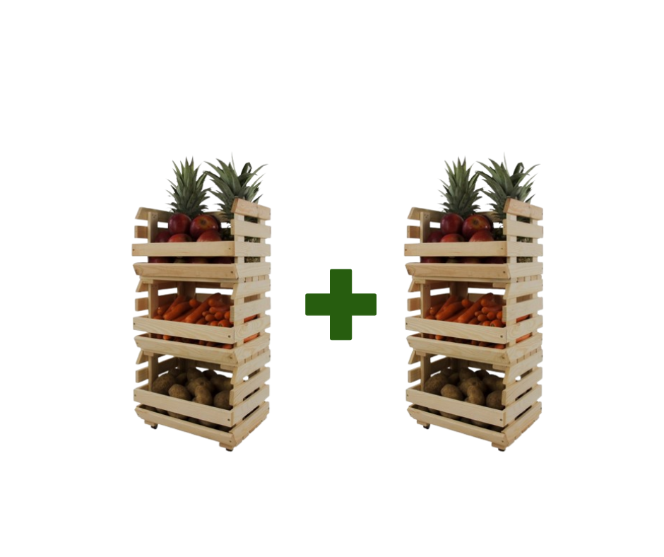 E-shop Akciový balíček 1+1 drevený regál na zeleninu a ovocie RA-WA-3_37- borovica