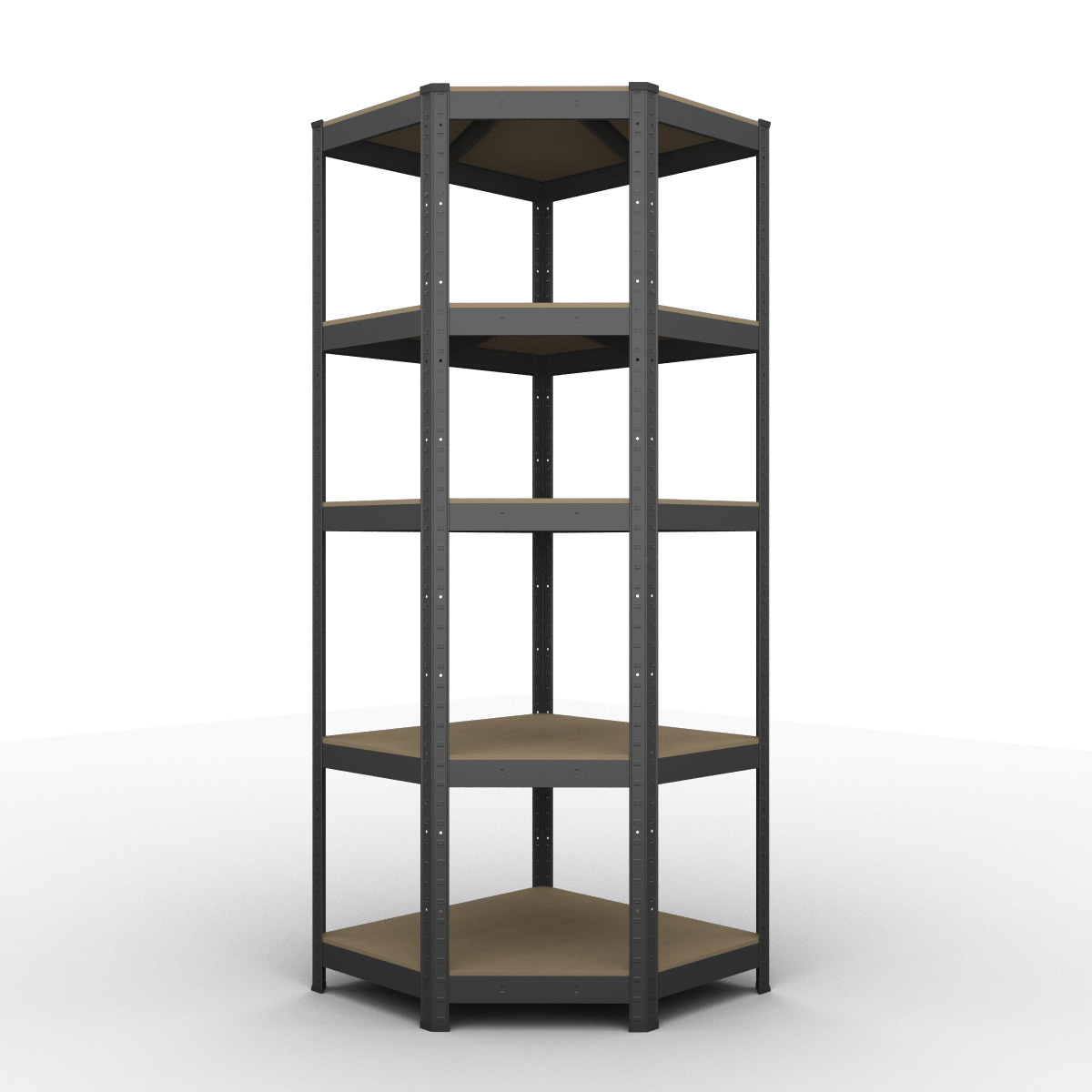 E-shop Kovový regál ECONOMY rohový 180x90x45 5 políc - čierna