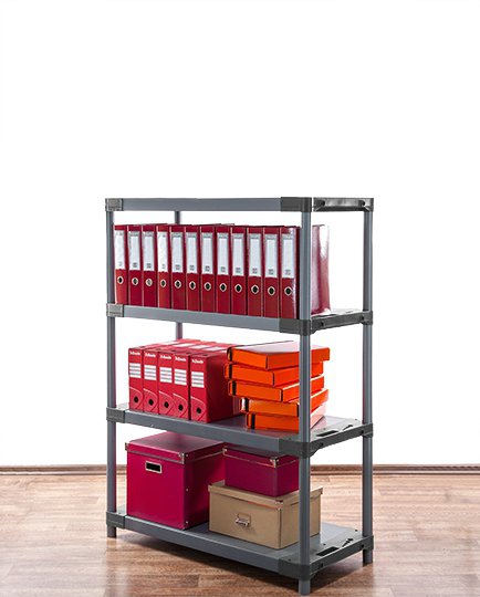 E-shop REGÁL PLASTOVÝ Tytan-4 138x90x46 PVC Povrchová úprava: Sivá