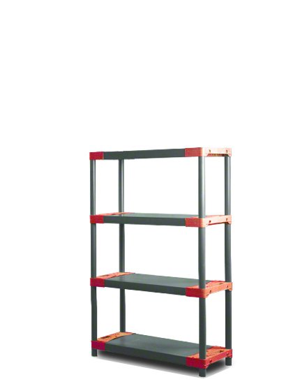 E-shop REGÁL PLASTOVÝ Jupiter-4 138x60x46 PVC červený/zelený Povrchová úprava: Červená