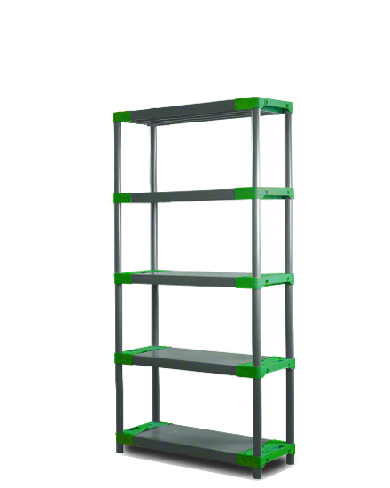 E-shop REGÁL PLASTOVÝ Jupiter-5 180x60x46 PVC červený/zelený Povrchová úprava: Zelená