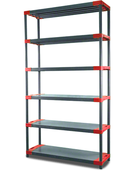 E-shop REGÁL PLASTOVÝ Jupiter-6 222x100x46 PVC červený/zelený Povrchová úprava: Červená