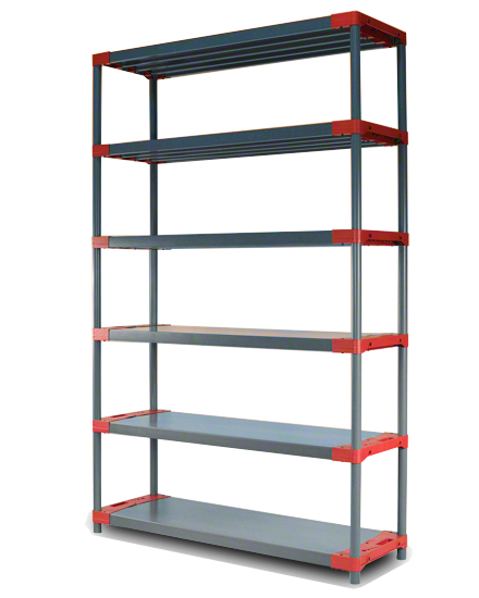 E-shop REGÁL PLASTOVÝ Jupiter-6 222x120x46 PVC červený/zelený Povrchová úprava: Červená