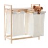 Regál bambusový s košmi na bielizeň 73x64x33 cm