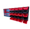 Stena na náradie s držiakmi a úložné boxy 15,5x10x7 cm 25 ks 115,2x39 cm