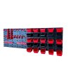 Stena na náradie s držiakmi a úložné boxy 11,5x8x6 cm 25 ks 115,2x39 cm