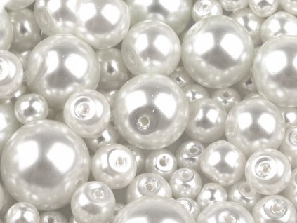 Skleněné voskové perly mix velikostí Ø4-12 mm (Balení 50 g, Varianta 77A granátová)