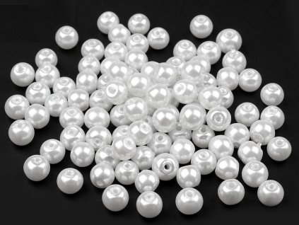 Skleněné voskové perly Ø6 mm (Balení 50 g, Varianta 01B bílá)