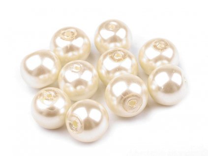 Skleněné voskové perly Ø10 mm (Balení 50 g, Varianta 01B bílá)