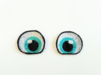 Vyšívané oči tvarované 3 cm tyrkysová #1