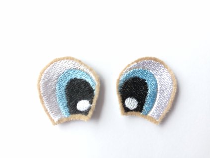Vyšívané oči tvarované 2,5 cm světle modré #2
