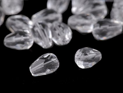 Skleněné korálky broušené kapky 7x10 mm (Balení 20 g, Varianta 1 crystal)