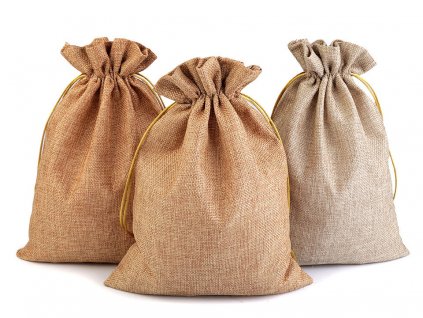 Dárkový pytlík 22x28 cm imitace juty (Balení 1 ks, Varianta 2 krémová světlá)