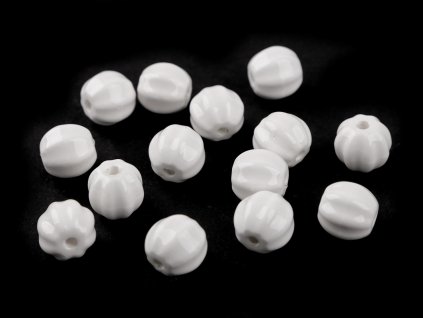 Porcelánové korálky rýhované Ø13 mm (Balení 30 g, Varianta 1 bílá)