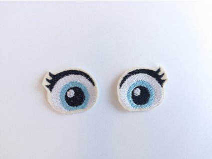 Vyšívané oči s řasami 2 cm světle modré