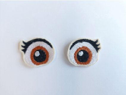 Vyšívané oči s řasami 3 cm hnědé