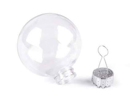 Baňka k dozdobení Ø6 cm (Balení 2 ks, Varianta 1 transparent stříbrná)