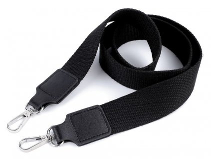 Textilní ucho / popruh na tašku s karabinami šíře 3,8 cm (Balení 1 ks, Varianta 1 černá nikl)