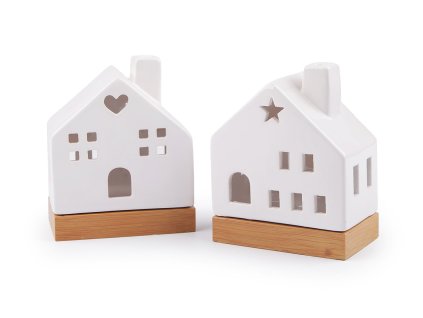 Porcelánový domeček svítící (Balení 1 ks, Varianta 1 bílá srdce)