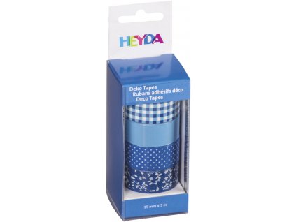 Deco pásky Heyda 15 mm x 5 m, 4 role, modré