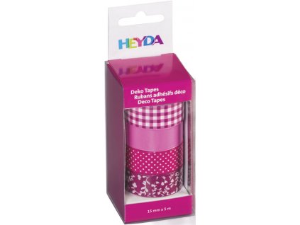 Deco pásky Heyda 15 mm x 5 m, 4 role, růžové